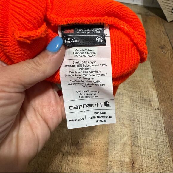 Carhartt Mens Knit Insulated Face Mask Orange - Picture 6 of 7